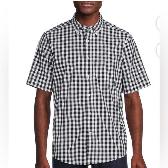 Mens GEORGE Short Sleeved Shirt Size Medium 38-40 Navy White Check New - Picture 2 of 8